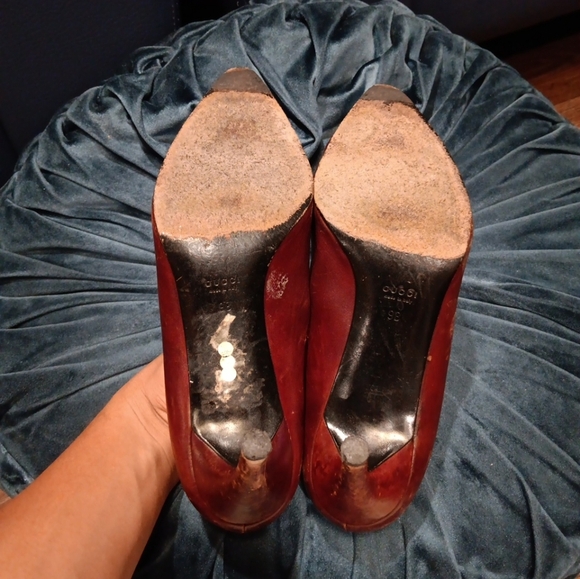 Gucci Vintage Browm Heels Leather Pointed Toe Size 9B  N_ 1012564 0 - Picture 5 of 9